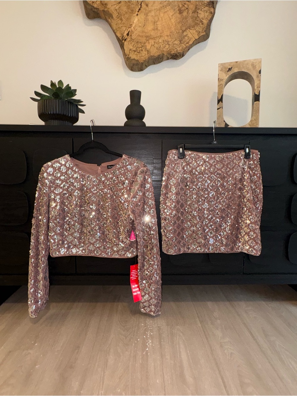 Crystal Doll Blush Sequin Mini Skirt